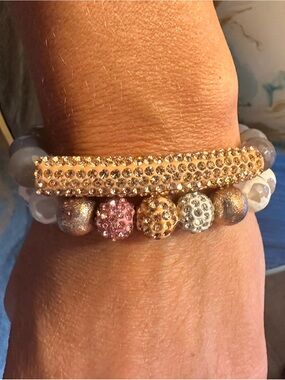 Erimish Rose Gold & Pink Pave Stretch Bracelet Set